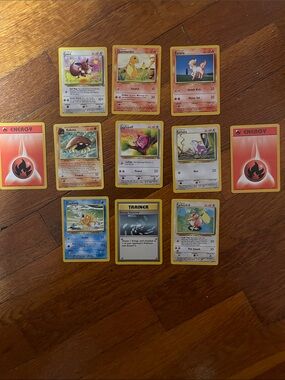 Vintage Pokémon Trading Cards Lot of 9 plus 2 Red Energy cards